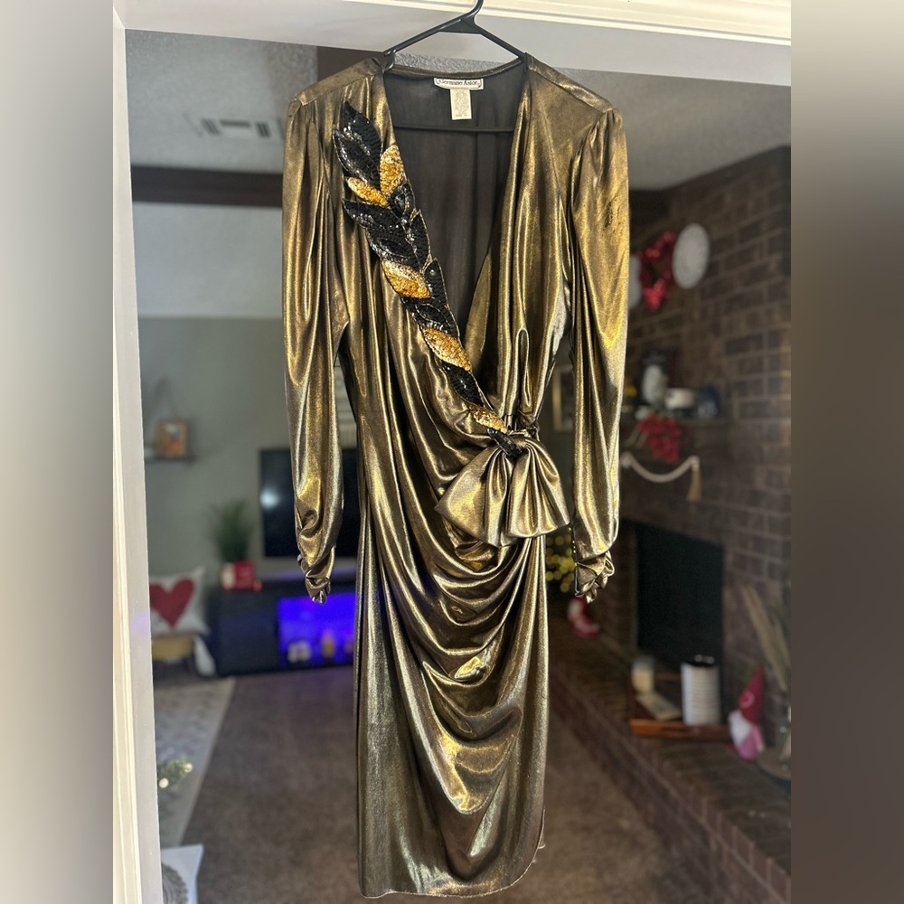 80’s dress metallic gold